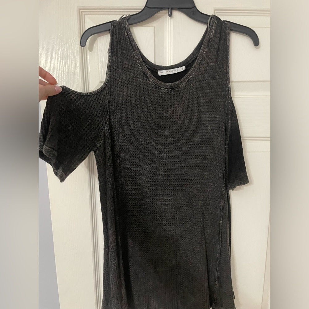 black top with off the shoulder detailing.